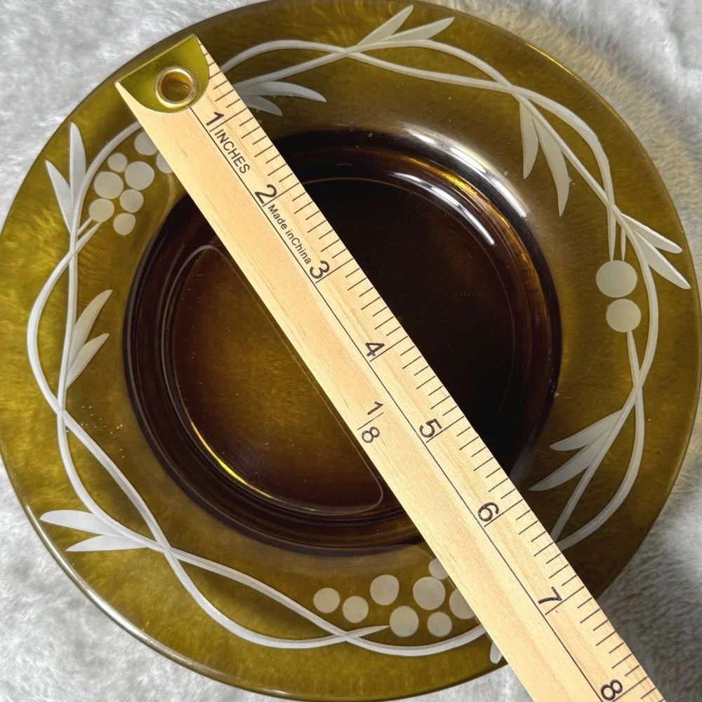 Yankee Candle Amber Etched Glass Candle Plate Charger Decorative Fall Home Decor